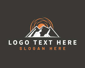 Summit - Rustic Mountain Sun logo design