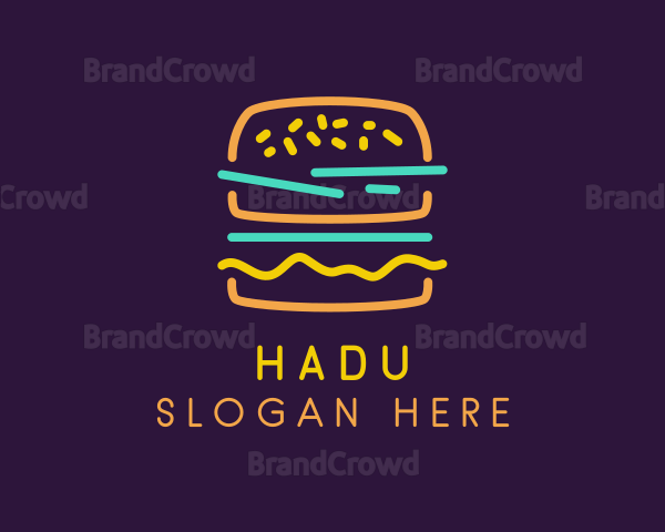 Neon Hamburger Snack Logo