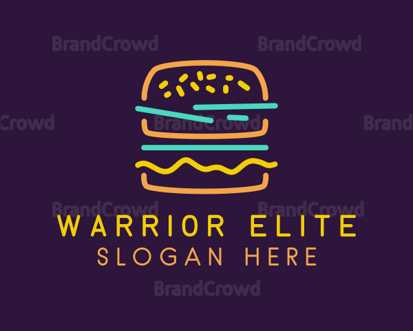 Neon Hamburger Snack Logo