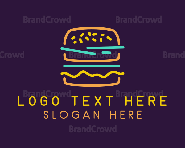 Neon Hamburger Snack Logo