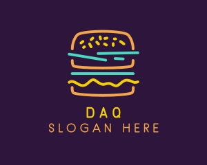 Neon Hamburger Snack Logo