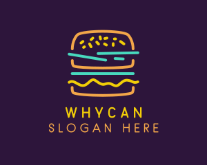 Neon Hamburger Snack Logo