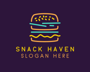 Neon Hamburger Snack logo design