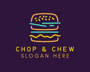 Fast Food - Neon Hamburger Snack logo design