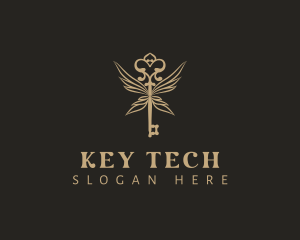 Antique Key Wings logo design