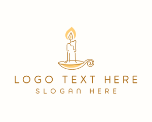 Flame - Candle Light Monoline logo design