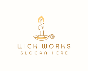 Wick - Candle Light Monoline logo design