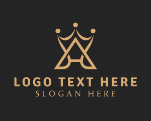 Golden Crown Letter A logo design
