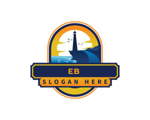 Sea - Lighthouse Trail Sunset logo design