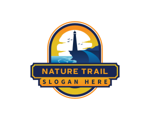 Trail - Lighthouse Trail Sunset logo design