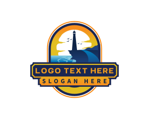 Landmark - Lighthouse Trail Sunset logo design