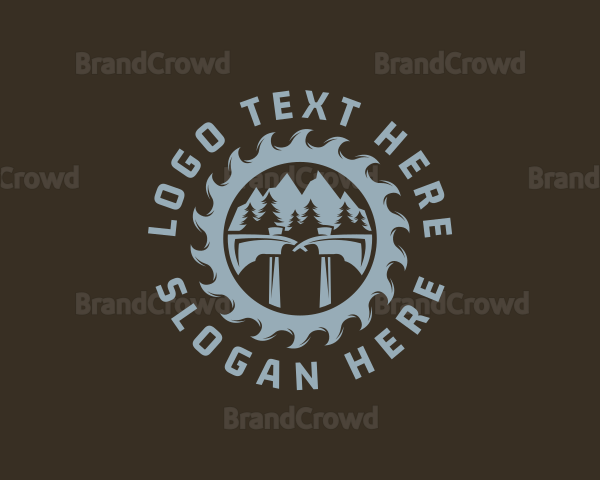 Outdoor Woods Sawmill Axe Logo