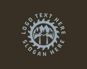 Lumber Mill - Outdoor Woods Sawmill Axe logo design