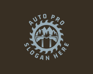 Woodcutter - Outdoor Woods Sawmill Axe logo design