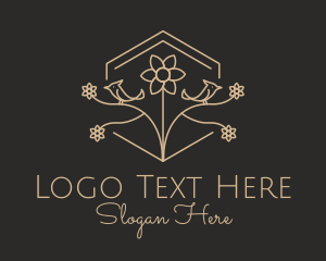 Brown - Elegant Flower Bird logo design