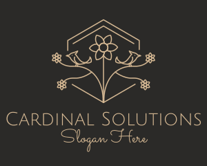 Cardinal - Elegant Flower Bird logo design