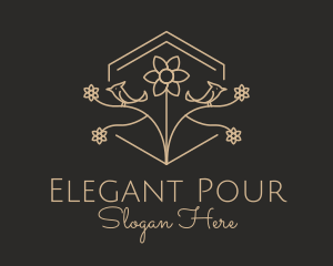 Elegant Flower Bird  logo design