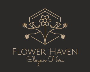 Elegant Flower Bird  logo design