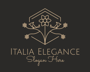 Elegant Flower Bird  logo design