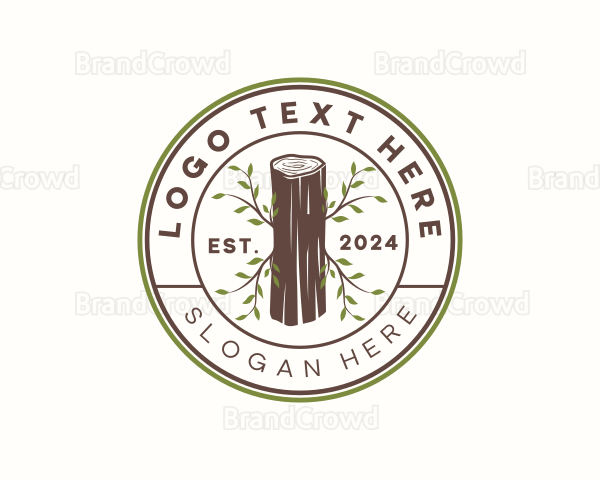 Wood Log Leaf Logo