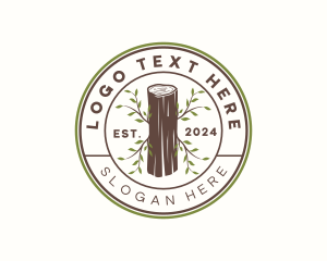 Log - Wood Log Leaf logo design