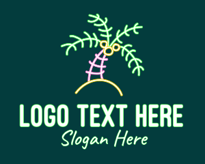 Tropical - Neon Coconut Tree logo design