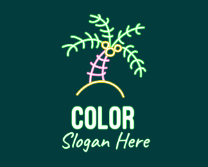 Tropical - Neon Coconut Tree logo design