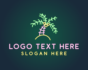 Beachside - Neon Coconut Tree logo design