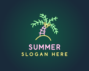 Neon Coconut Tree  logo design