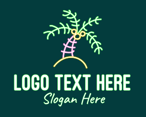Neon Lights - Neon Coconut Tree logo design