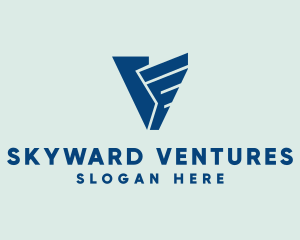 Aviator - Flying Wing Letter V logo design