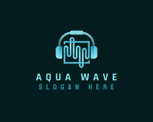 Wave Headphones Technology logo design