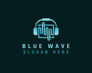 Wave Headphones Technology logo design