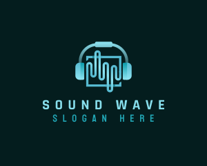 Wave Headphones Technology logo design