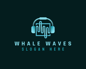 Wave Headphones Technology logo design