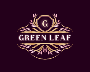 Floral Leaves Crest logo design