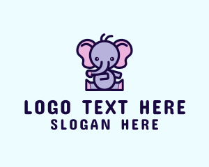 Cartoon - Elephant Toy Animal logo design