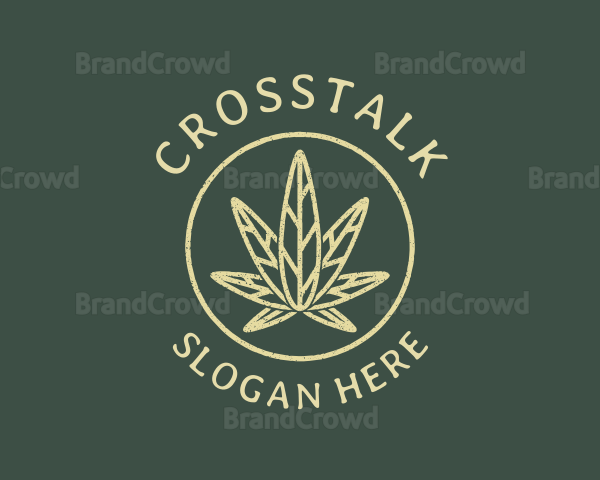 Cannabis Leaf Line Art Logo