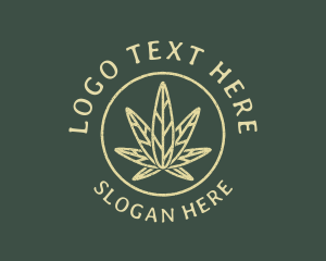 Weed Shop - Cannabis Leaf Line Art logo design