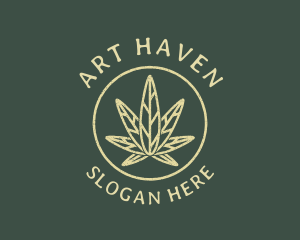 Cannabis Leaf Line Art logo design