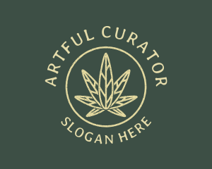 Cannabis Leaf Line Art logo design