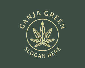 Ganja - Cannabis Leaf Line Art logo design