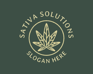 Sativa - Cannabis Leaf Line Art logo design