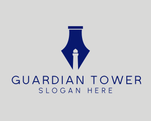 Lighthouse Fountain Ink Pen  logo design