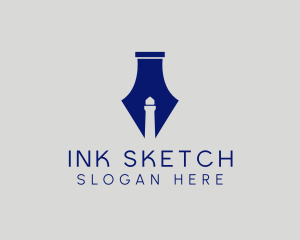 Lighthouse Fountain Ink Pen  logo design