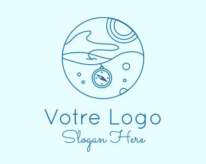 Fishing - Blue Fishing Compass logo design