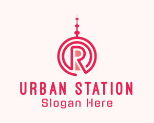 Station - Radio Antenna Letter R logo design