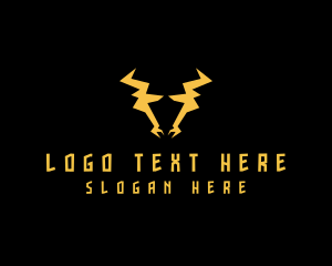 Cattle - Lightning Bull Horns logo design