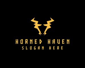 Lightning Bull Horns logo design