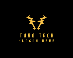 Toro - Lightning Bull Horns logo design